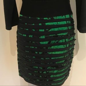 Robert Rodriguez silk black and green skirt NWOT